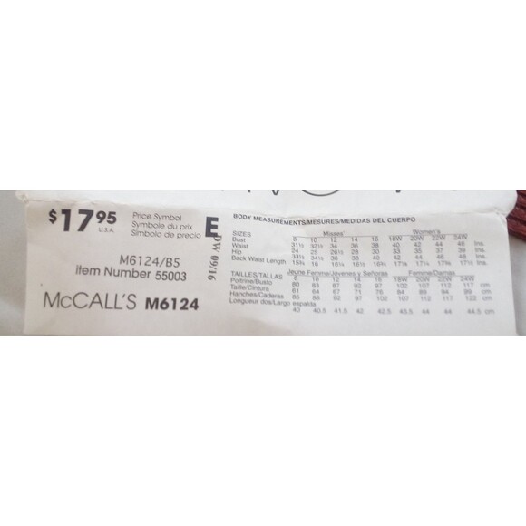 Misses/Women's, Petite, Button Down Shirt Sewing Pattern McCall's M6124 - Picture 4 of 5